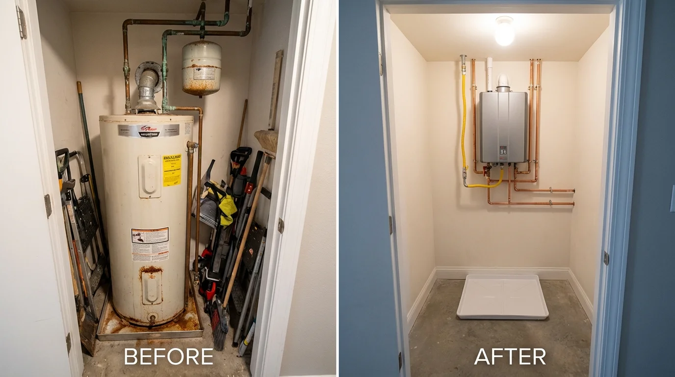 Tank water heater versus wall-mounted tankless unit comparison for Lynchburg, TN homeowners