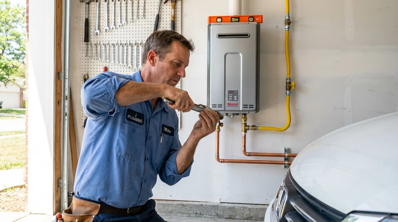 Tankless water heater installation by a Johns Plumbing LLC plumber in Lynchburg
